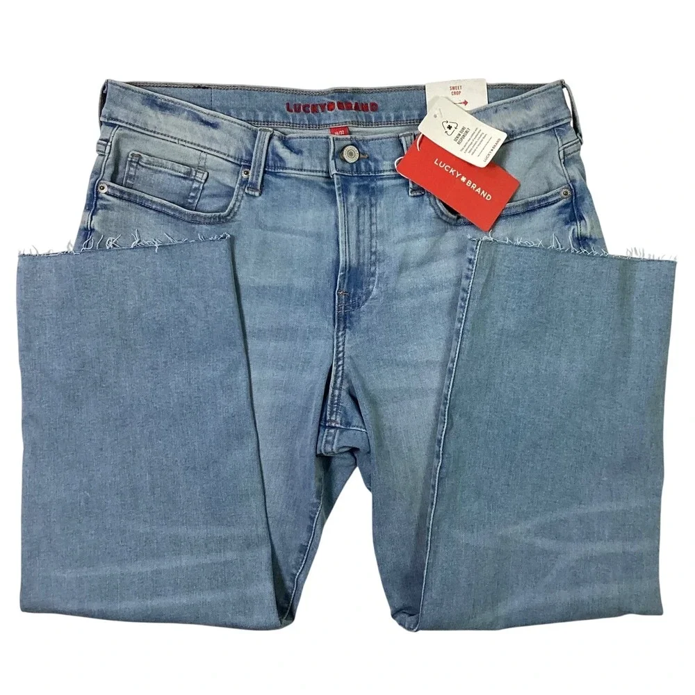 Lucky Brand Sweet Crop Jeans Mid Rise‎ Advanced Stretch Light Wash 14/32 NWT